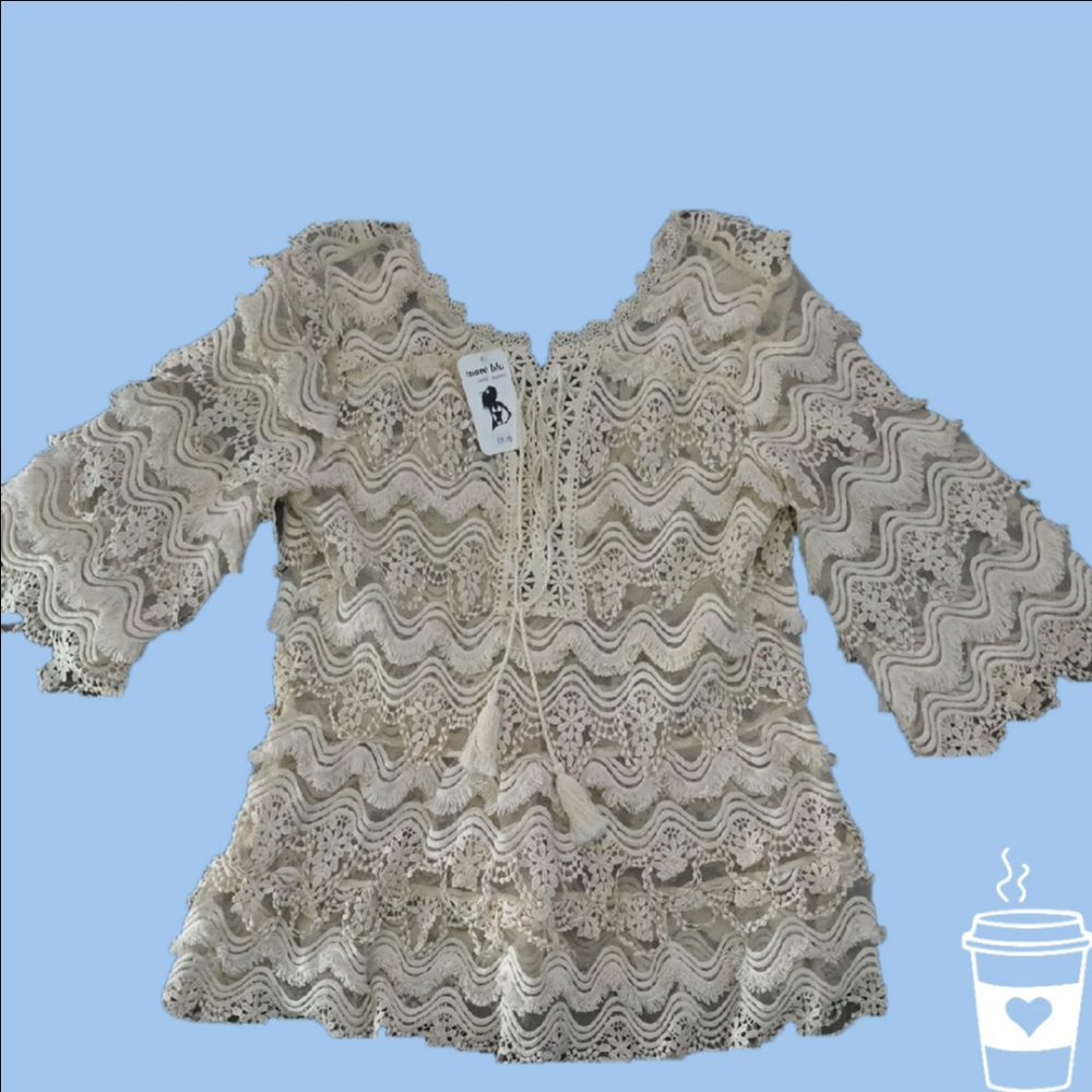 NWT Chic Cream Lace Swim Coverup - Picture 4 of 10